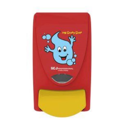 Picture of 1lt Mr Soapy Soap Hand Childrens Hand Wash Dispenser Red - Yellow Button 