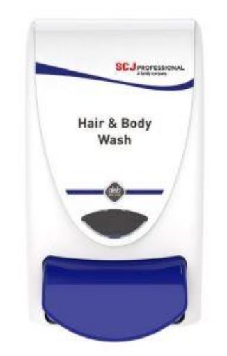 Picture of 1lt SCJ Hair & Body Wash Dispenser - White Blue Button