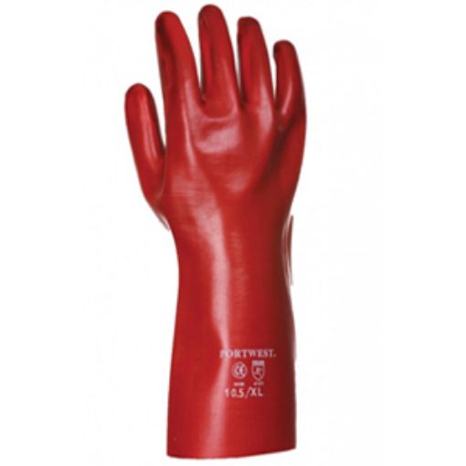 Picture of PVC Gauntlet 35cm - Red Size Extra Large  (Size 10)
