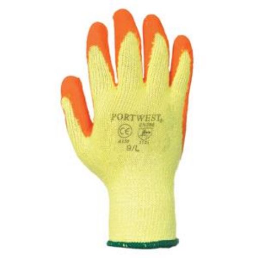 Picture of Latex Grip Polycotton Glove - Orange/Yellow