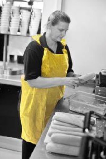 Picture of Disposable Apron 27x42"     Yellow - Roll of 200