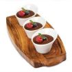 Picture of (6) Acacia Wood Serving Board 29x14cm Reversible / 3 Well dia 4.75cm - Clearance 
 