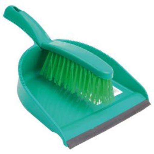 Picture of Dustpan & Brush Set Economy Stiff - Green