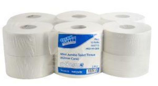 Picture of Clean & Clever PM2 M/Jumbo Toilet Rolls 2ply (2") 12x200m