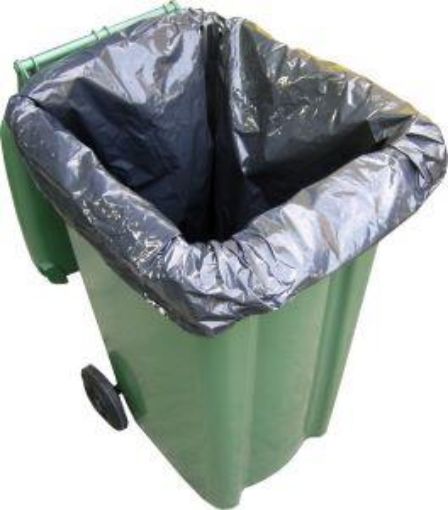 Picture of x100 240lt Black Wheelie Bin Liner HDUTY 30x45x54" 200g 762x1143x1372mm 