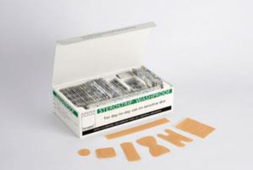 Picture of x100 Sterostrip Waterproof Hypoallergenic Plasters Assorted