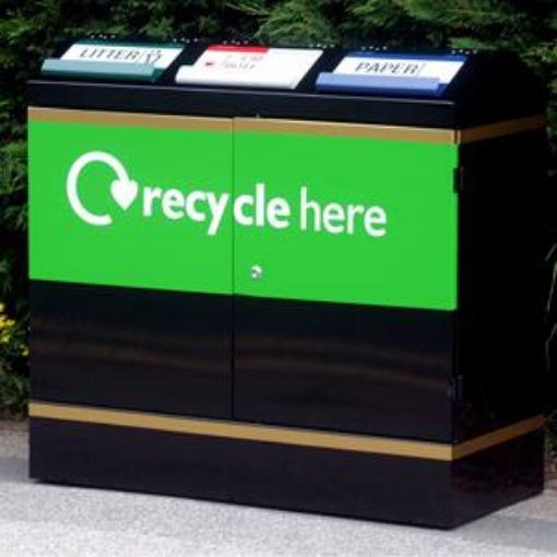 Picture of 300lt Terrace 3 Compartment Recycling Bin - Steel