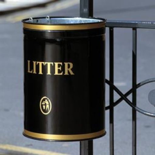 Picture of 40lt Knight OPEN Top Litter Bin Post Mounted - Black