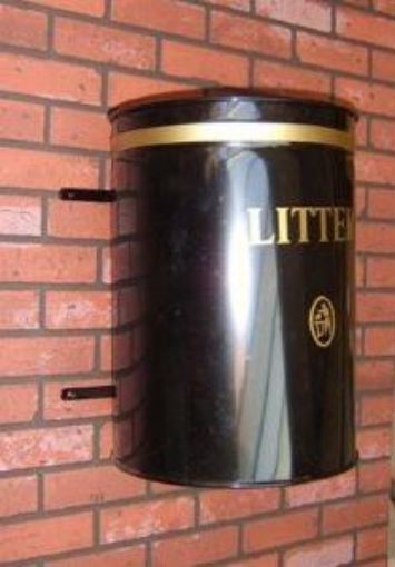 Picture of 40lt Knight OPEN Top Wall Mount Litter Bin - Black