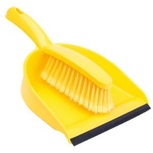 Picture of Dustpan & Brush Set Economy Soft - Yellow