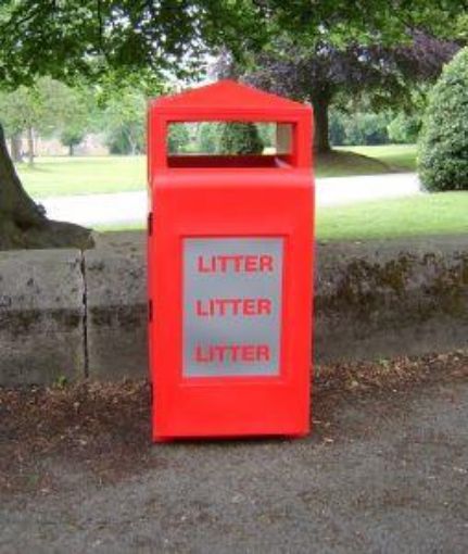 Picture of 100lt Glade Square Peaked Polythene Litter Bin - Red