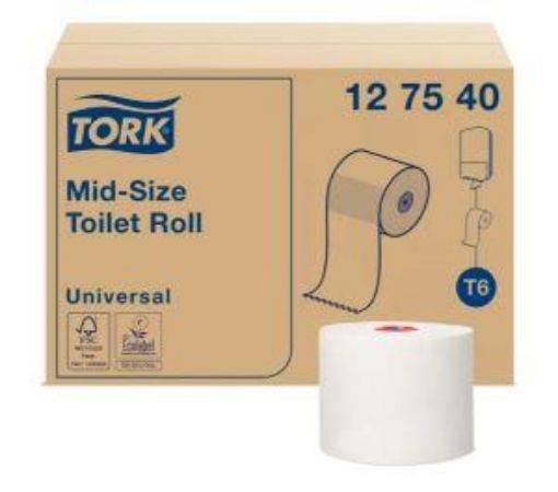 Picture of Tork Soft Mid-Size Toilet Roll 1ply 27x135m T6 Universal Quality