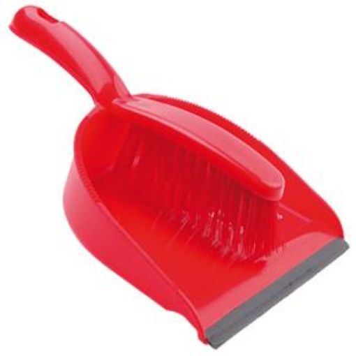 Picture of Dustpan & Brush Set Economy Stiff - Red