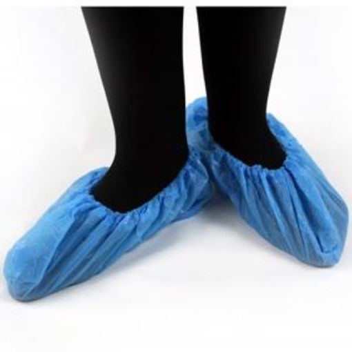 Picture of x100 40cm/ 16" Disposable Overshoes XLarge - Blue  Polythene