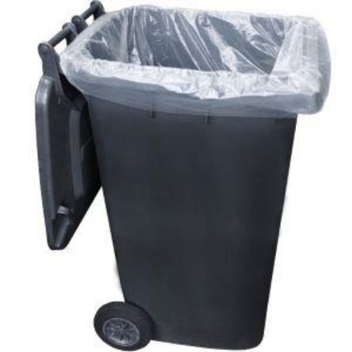 Picture of x100 240lt Clear Wheelie Bin Liner HDuty 30x45x54" 150g 762x1143x1372mm 