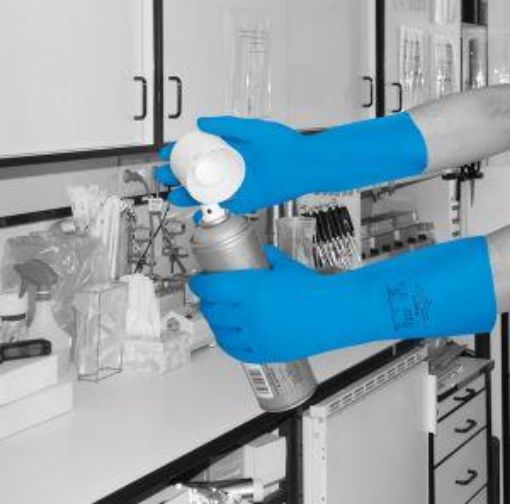 Picture of Nitri-Tech III Nitrile Gloves Flock Lined - Blue Large 9