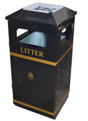 Picture of 110lt Herald Steel Litter Bin with Stainless Steel Ashtray Lid