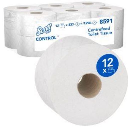 Picture of 8591 Scott CONTROL Mini Twin Centrefeed Toilet Tissue 12x204m