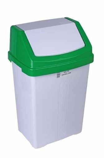 Picture of 50lt Swing Bin White with Green Lid