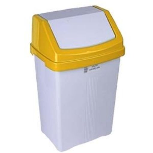 Picture of 50lt Swing Bin White with Yellow Lid
