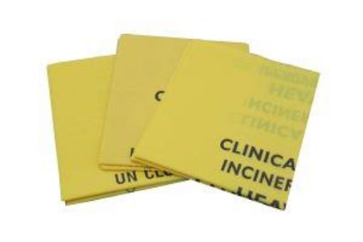 Picture of x500 Yellow Clinical Waste Sack MDuty 11x17x26" 280x432x660mm
