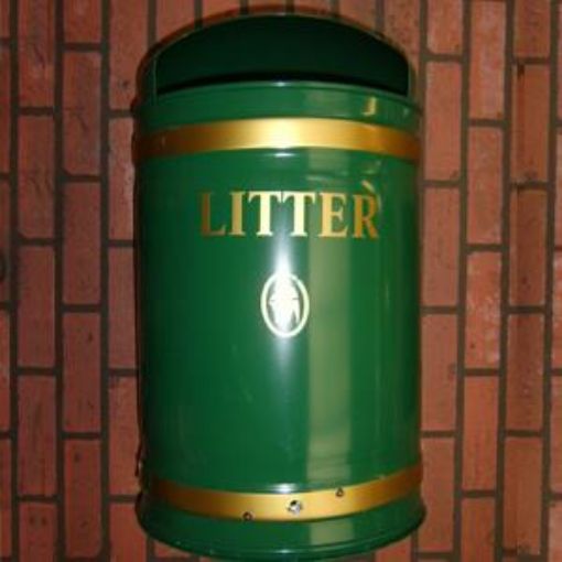 Picture of 40lt Knight Dome Top Litter Bin Wall Mounted - Green