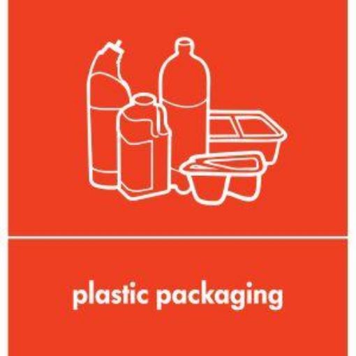 Picture of Recycle Label Self Adhesive - Red Plastic Packaging (10x9.5cm)