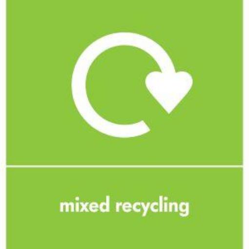 Picture of Recycle Label Self Adhesive - Lime Mixed Recycling (10x9.5cm)
