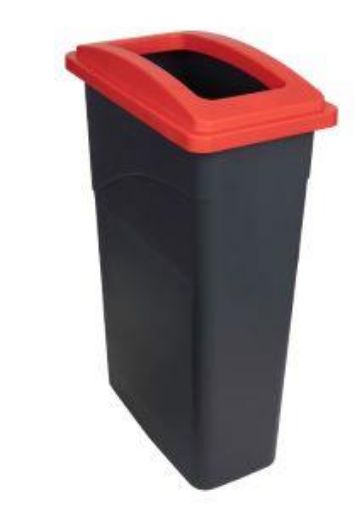 Picture of 90lt Recycling Wall Hugger Bin with Red Lid