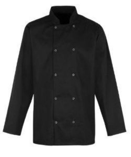 Picture of Unisex Chefs Stud Jacket Long Sleeve - Black