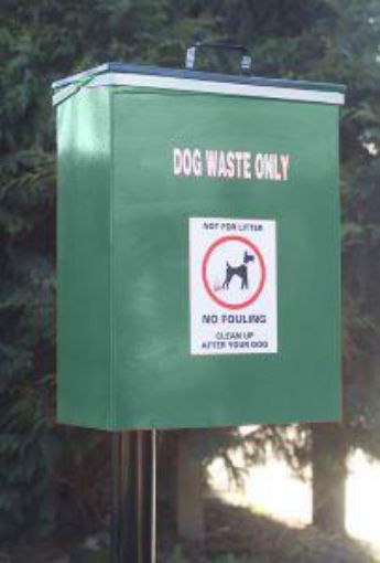 Picture of 60lt Dog Bin with Metal Lift Up Lid Post Mounted - Green