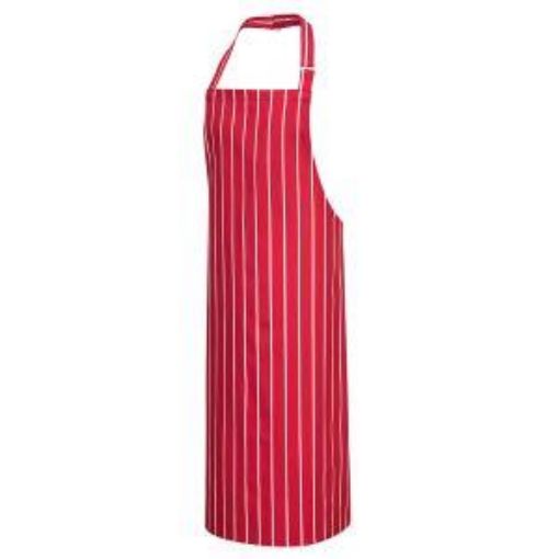Picture of Striped Bib Apron Cotton 28x38" - Red/White