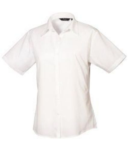 Picture of Ladies Poplin Blouse Short Sleeve - White