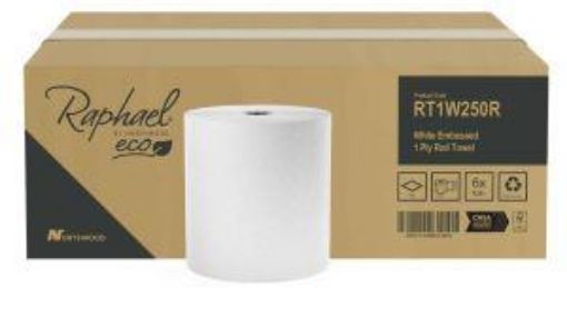 Picture of Raphael 1ply Embossed Towel Roll 6x250m - White