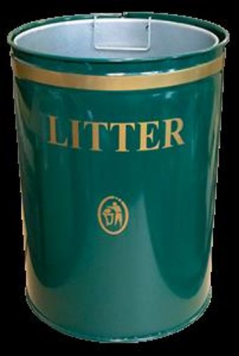 Picture of 40lt Knight OPEN Top Litter Bin Post Mounted - Green