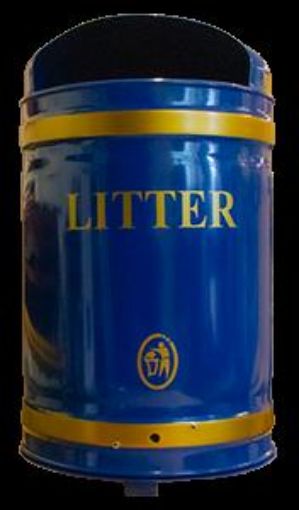 Picture of 40lt Knight DOME Top Litter Bin Post Mounted - Blue
