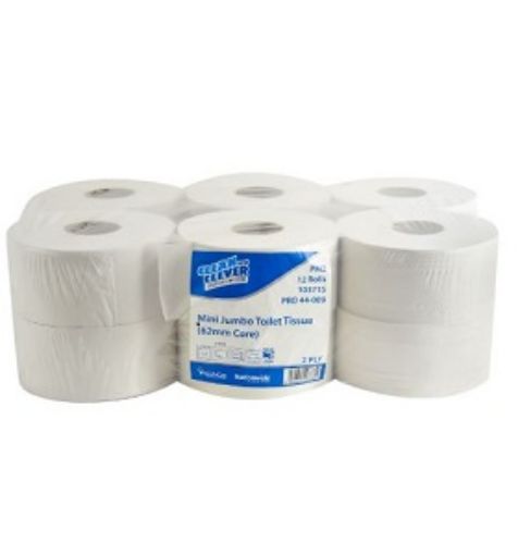 Picture of Clean & Clever PM2 Mini Jumbo Toilet Rolls 2ply (2") 12x200m